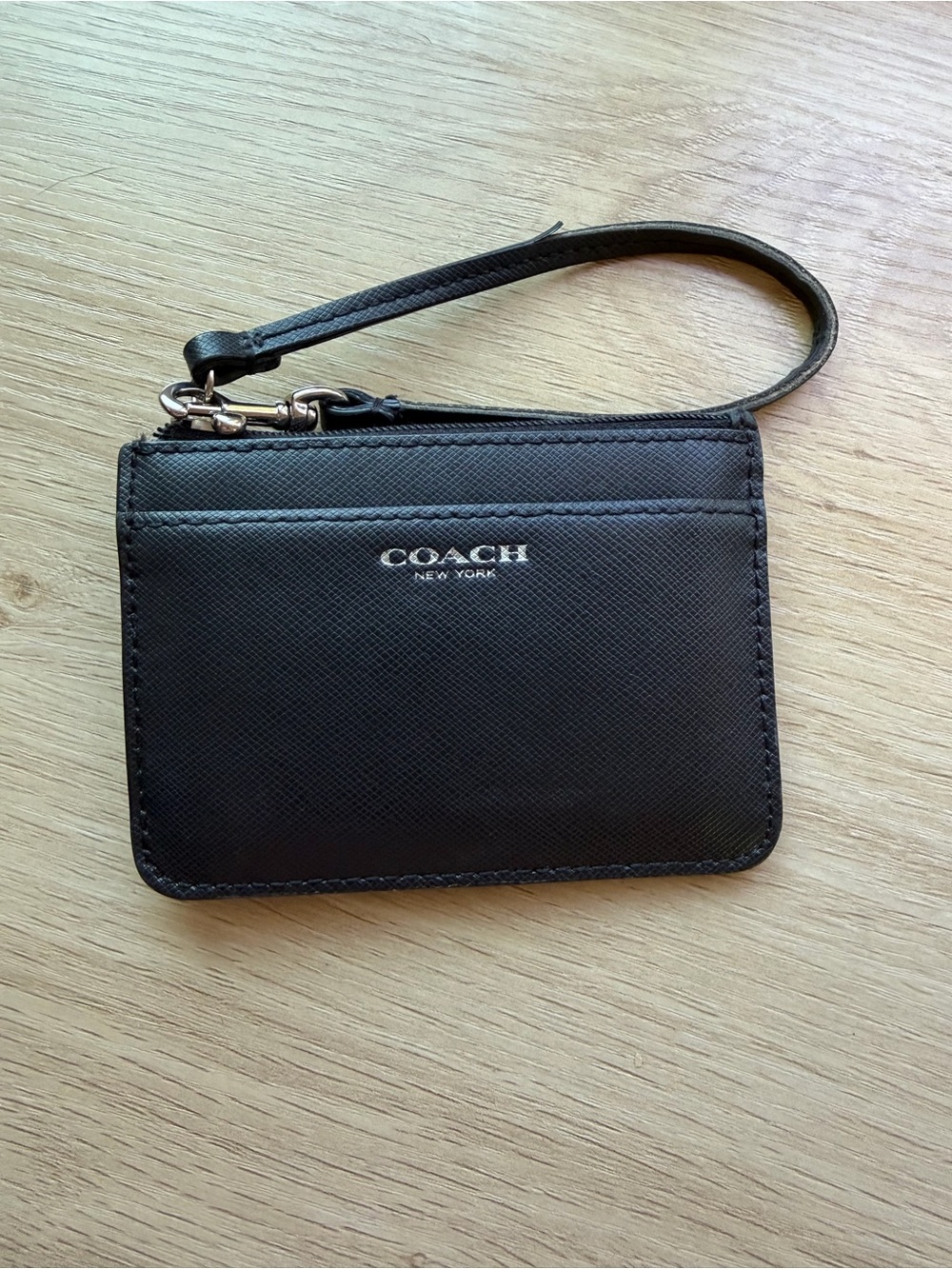 Coach Black Leather Wristlet Card Case